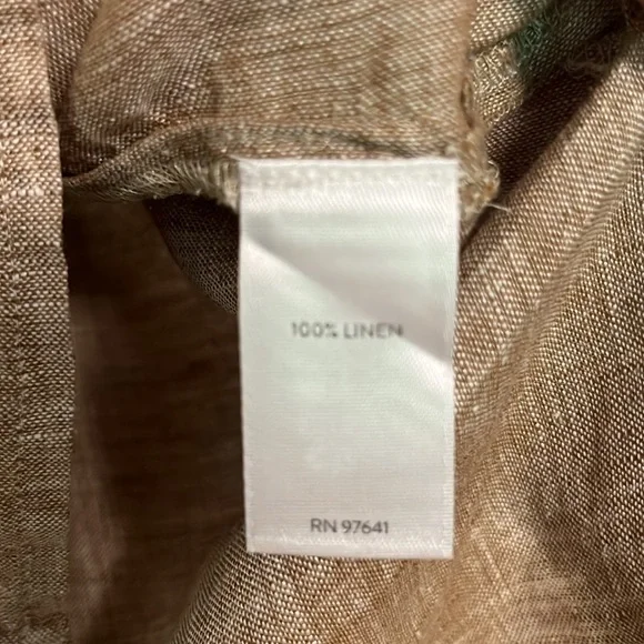 🌷J. Jill Love Linen Classic Button Down Shirt Light Brown/Beige - Picture 11 of 11